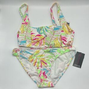 Tropical Print Tricot Bikini Swimsuit Bathing Suit Size M